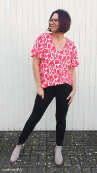 Preview: Viskose Hojas Pink/Weiß von Lillesol & Pelle  by Swafing